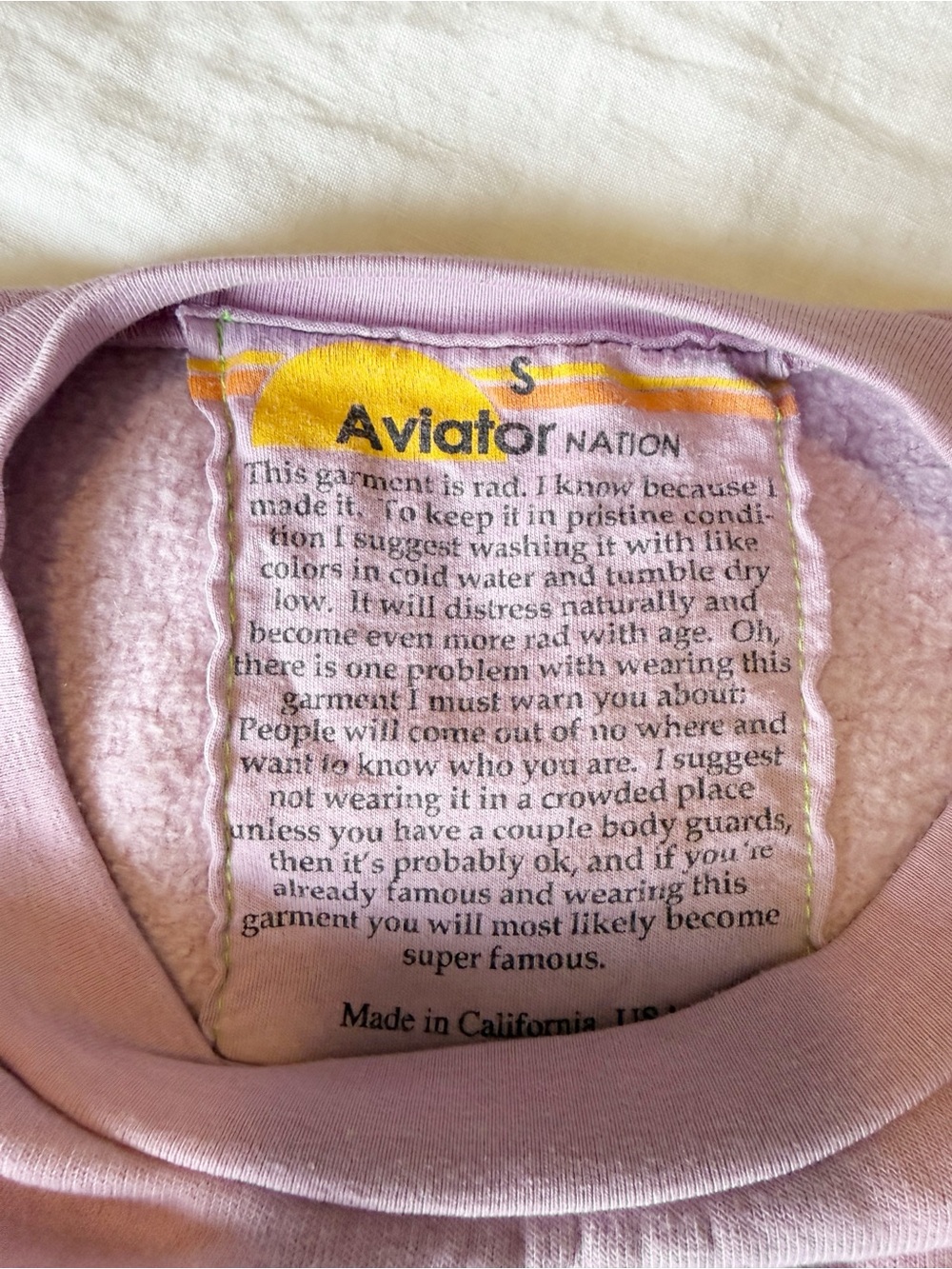 Aviator Nation Logo Relaxed Crew Sweatshirt - Mauve - size small - Picture 6 of 6